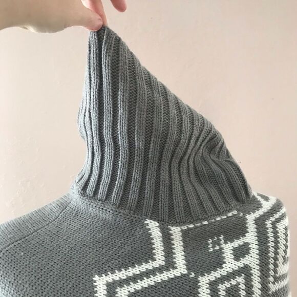 Sonoma Cowl Neck Fair Isle Poncho S/M Gray - Picture 4 of 5